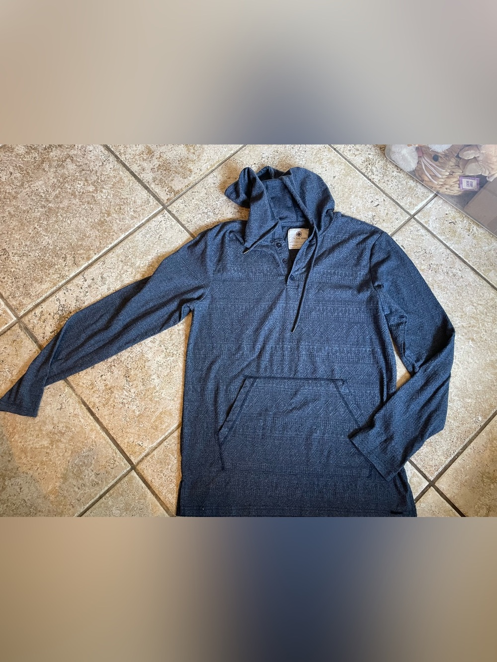 on the byas Navy Textured Hooded Henley Pullover